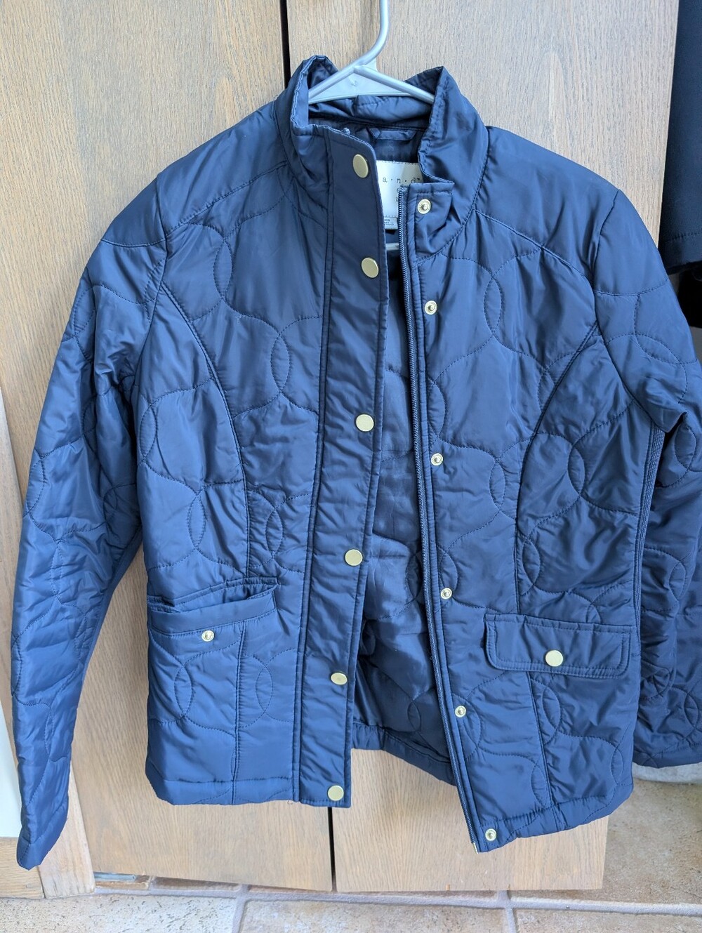 Women's Quilted Navy Jacket - Lightweight Snap Front